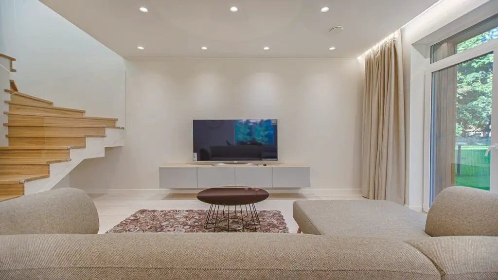 Smart home drawing room with TV