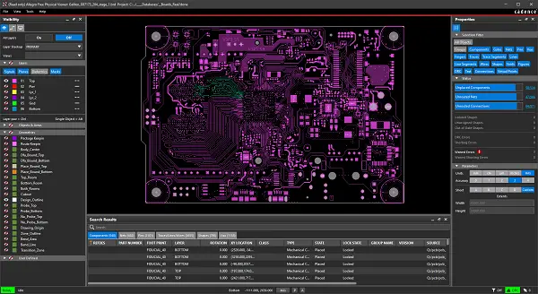 Screenshot of Allegro PCB Designer Software